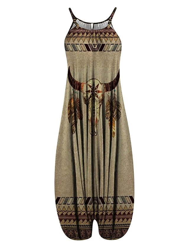 Women's Overall Print Floral Crew Neck Streetwear Daily Vacation Loose Fit Sleeveless Suspender National Style Printing Jumpsuit 5 Women's Overall Print Floral Crew Neck Streetwear Daily Vacation Loose Fit Sleeveless Suspender National Style Printing Jumpsuit - Image 5