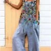 Women‘s Pants Trousers Jumpsuit Rompers Floral Black White Blue Mid Waist Fashion Casual Weekend Side Pockets Print Micro-elastic Full Length Comfort Abstract S M L XL XXL