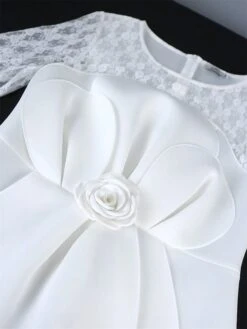 Women's Plus Size Curve Party Dress Lace Dress Bodycon Plain Midi Dress Long Sleeve Lace Bow Crew Neck Fashion Party White Fall Winter XL XXL 3XL 4XL -Cheap Plus Fit Dress Store xfvpjh1694165773956