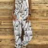 Jumpsuit For Woman Overall Pocket Print Print Holiday Daily Vacation Straight Regular Fit Sleeveless Sleeveless Black White Gray S M L Summer