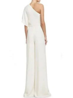 Women's Jumpsuit Ruffle Zipper Solid Color One Shoulder Basic Party Bootcut Regular Fit Wine Green Purple S M L Summer