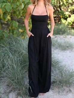 Women's Jumpsuit Pocket Solid Color Strapless Streetwear Daily Vacation Regular Fit Sleeveless Black S M L Summer -Cheap Plus Fit Dress Store xmkjew1678258859829