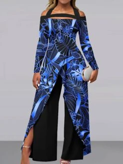 Women's Jumpsuit Print Floral Off Shoulder Elegant Wedding Party Wide Leg Regular Fit Long Sleeve Silver Red Blue S M L All Seasons 8 Women's Jumpsuit Print Floral Off Shoulder Elegant Wedding Party Wide Leg Regular Fit Long Sleeve Silver Red Blue S M L All Seasons -Cheap Plus Fit Dress Store xmshpa1693983875529
