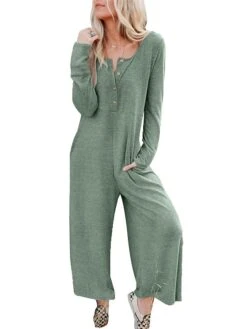 Women's Jumpsuit Button Pocket Solid Color Crew Neck Streetwear Street Daily Regular Fit Long Sleeve Black Yellow Fuchsia S M L Fall -Cheap Plus Fit Dress Store xmxfnv1692269093893