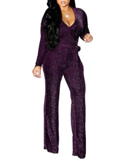 Women's Jumpsuit Sequin Solid Color V Neck Active Party Prom Regular Fit Long Sleeve Silver Copper Gold Black S M L Fall 22 Women's Jumpsuit Sequin Solid Color V Neck Active Party Prom Regular Fit Long Sleeve Silver Copper Gold Black S M L Fall -Cheap Plus Fit Dress Store xoavpn1695368179410