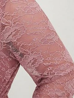 Women‘s Plus Size Curve Party Dress Cocktail Dress Wedding Guest Dress Midi Dress Pink Long Sleeve Color Block Lace Spring Fall Winter V Neck Fashion Birthday Wedding Guest Vacation 2023 XL XXL 3XL -Cheap Plus Fit Dress Store xpmmeg1692164931552