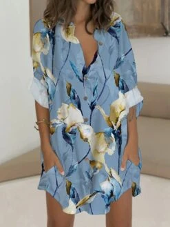 Women's Shirt Dress Casual Dress Shift Dress Mini Dress Outdoor Date Vacation Polyester Fashion Modern V Neck Button Pocket 3/4 Length Sleeve Summer Spring 2023 Regular Fit White Yellow Red Graphic 10 Women's Shirt Dress Casual Dress Shift Dress Mini Dress Outdoor Date Vacation Polyester Fashion Modern V Neck Button Pocket 3/4 Length Sleeve Summer Spring 2023 Regular Fit White Yellow Red Graphic -Cheap Plus Fit Dress Store xrlejb1676969568432