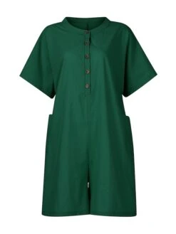 Women's Romper Button Solid Color Crew Neck Basic Street Daily Regular Fit Short Sleeve Black White Yellow S M L Summer 36 Women's Romper Button Solid Color Crew Neck Basic Street Daily Regular Fit Short Sleeve Black White Yellow S M L Summer -Cheap Plus Fit Dress Store xuacvw1680576833899