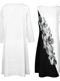 Women's Dress Set Two Piece Dress Long Dress Maxi Dress Black And White Long Sleeve Color Block Print Summer Spring Crew Neck Vacation Winter Dress Fall Dress Loose Fit 2023 S M L XL XXL 3XL 4XL 5XL 11 Women's Dress Set Two Piece Dress Long Dress Maxi Dress Black And White Long Sleeve Color Block Print Summer Spring Crew Neck Vacation Winter Dress Fall Dress Loose Fit 2023 S M L XL XXL 3XL 4XL 5XL -Cheap Plus Fit Dress Store xvvirm1663572163457