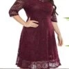 Women's Plus Size Curve Party Dress Lace Dress Sheath Dress Solid Color Midi Dress 3/4 Length Sleeve Lace Crew Neck Fashion Wedding Black White Spring Fall XL XXL 3XL 4XL 5XL