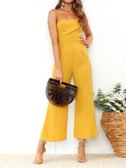 Women's Jumpsuit High Waist Solid Color Square Neck Streetwear Daily Vacation Regular Fit Sleeveless Black Yellow Wine S M L Spring 29 Women's Jumpsuit High Waist Solid Color Square Neck Streetwear Daily Vacation Regular Fit Sleeveless Black Yellow Wine S M L Spring -Cheap Plus Fit Dress Store xwjxdd1676364649831