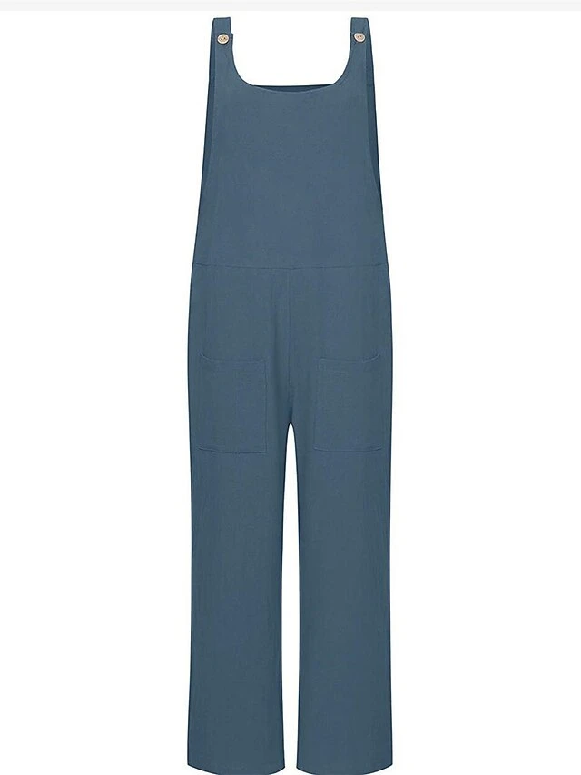 One Piece Jumpsuits For Women Utility Overall Button Patch Pocket Solid Color Crew Neck Streetwear Daily Vacation Regular Fit Sleeveless Army Green Blue Apricot S M L Summer Fall 4 One Piece Jumpsuits For Women Utility Overall Button Patch Pocket Solid Color Crew Neck Streetwear Daily Vacation Regular Fit Sleeveless Army Green Blue Apricot S M L Summer Fall - Image 4