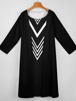 Women's Dress Set Two Piece Dress Long Dress Maxi Dress Black And White Stripes Long Sleeve Color Block Print Winter Fall Crew Neck Vacation Winter Dress Weekend Fall Dress Loose Fit 2023 S M L XL -Cheap Plus Fit Dress Store xwwyzp1663574601785