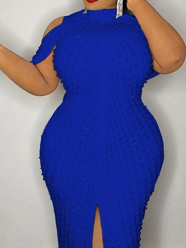 Women‘s Plus Size Curve Party Dress Solid Color Turtleneck Sequins Sleeveless Spring Fall Sequins Prom Dress Maxi Long Dress Party Dress Sheath Dress Split 5 Women‘s Plus Size Curve Party Dress Solid Color Turtleneck Sequins Sleeveless Spring Fall Sequins Prom Dress Maxi Long Dress Party Dress Sheath Dress Split - Image 5
