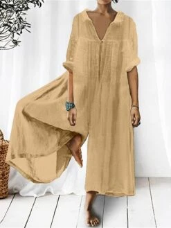 Women's Jumpsuit Solid Color Shirt Collar Streetwear Street Daily Loose Fit Half Sleeve White Yellow Pink S M L Summer 7 Women's Jumpsuit Solid Color Shirt Collar Streetwear Street Daily Loose Fit Half Sleeve White Yellow Pink S M L Summer -Cheap Plus Fit Dress Store xzcjny1681106908467