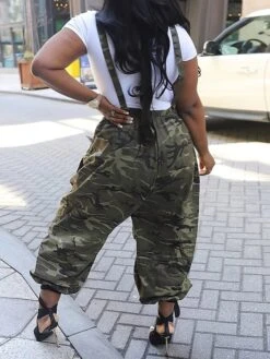 Women's Jumpsuit Pocket Print Camo / Camouflage Square Neck Streetwear Street Daily Regular Fit Sleeveless Army Green S M L Fall -Cheap Plus Fit Dress Store yaxtml1695368256519