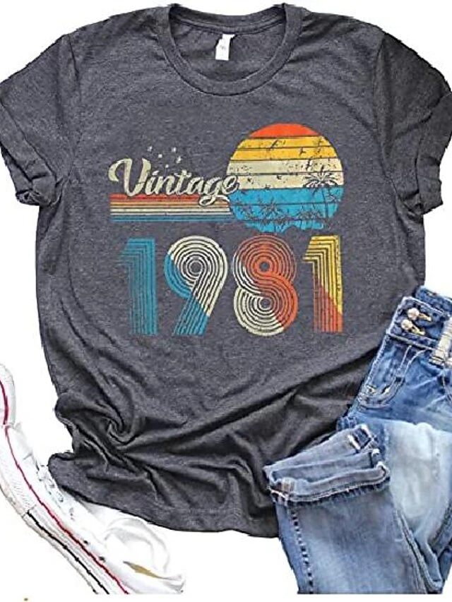 40th Birthday Gifts Women Vintage 1981 Shirt 40 Years Of Being Awesome T-shirt Original Parts Tee Retro Birthday Party Tops(gray2-s) 1 40th Birthday Gifts Women Vintage 1981 Shirt 40 Years Of Being Awesome T-shirt Original Parts Tee Retro Birthday Party Tops(gray2-s)
