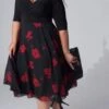 Women‘s Plus Size Curve Casual Dress Swing Dress Floral Midi Dress Half Sleeve Patchwork Print V Neck Classic Daily Black White Spring Fall L XL 3XL 4XL 5XL