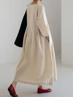Women's Casual Dress Cotton Linen Dress Swing Dress Maxi Long Dress Linen / Cotton Blend Casual Daily Casual Outdoor Daily Vacation Crew Neck Pocket Long Sleeve Summer Spring Fall 2023 Loose Fit 18 Women's Casual Dress Cotton Linen Dress Swing Dress Maxi Long Dress Linen / Cotton Blend Casual Daily Casual Outdoor Daily Vacation Crew Neck Pocket Long Sleeve Summer Spring Fall 2023 Loose Fit -Cheap Plus Fit Dress Store yegbag1689933259589