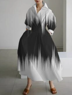 Women's Shirt Dress Casual Dress Swing Dress Maxi Long Dress Outdoor Office Daily Polyester Fashion Modern Shirt Collar Button Pocket Long Sleeve Fall Winter 2023 Loose Fit Silver Black Royal Blue -Cheap Plus Fit Dress Store yevrvi1693213988736