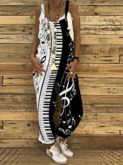 Women's Overall Print Geometric Strapless Holiday Daily Vacation Straight Regular Fit Sleeveless Sleeveless Black White S M L Summer