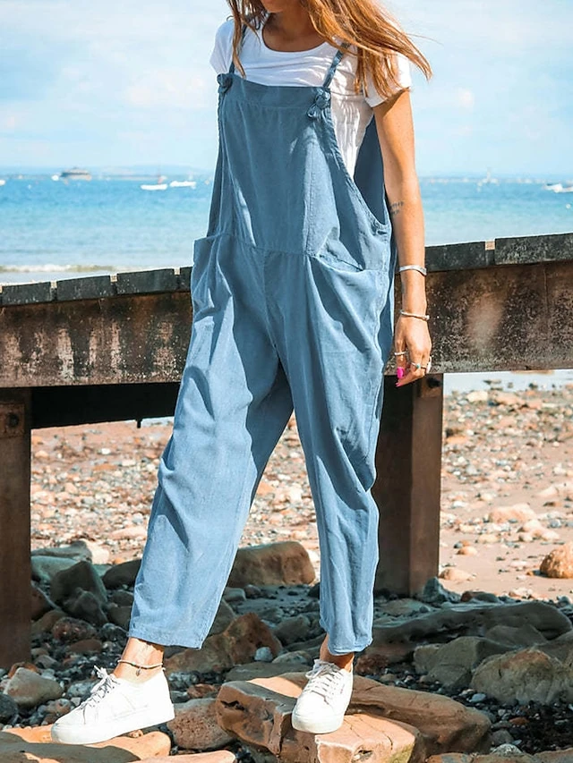 Women's Overall Utility Patch Pocket Solid Color Square Neck Streetwear Street Daily Regular Fit Sleeveless Pink Army Green Blue S M L Summer Fall 14 Women's Overall Utility Patch Pocket Solid Color Square Neck Streetwear Street Daily Regular Fit Sleeveless Pink Army Green Blue S M L Summer Fall - Image 14