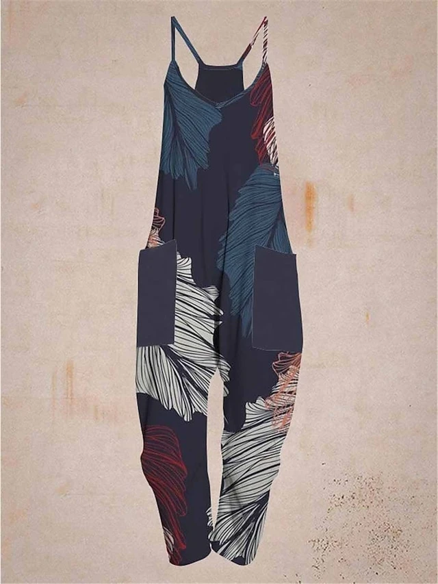 Women's Overall Pocket Trug Life Print Animal V Neck Streetwear Daily Vacation Regular Fit Sleeveless Black Pink Navy Blue S M L Summer Fall 6 Women's Overall Pocket Trug Life Print Animal V Neck Streetwear Daily Vacation Regular Fit Sleeveless Black Pink Navy Blue S M L Summer Fall - Image 6