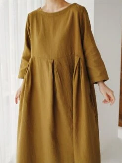 Women's Cotton Linen Dress Casual Dress Swing Dress Maxi Long Dress Cotton Blend Basic Classic Outdoor Daily Crew Neck Pocket Smocked Long Sleeve Summer Spring Fall 2023 Loose Fit Black Yellow Green 29 Women's Cotton Linen Dress Casual Dress Swing Dress Maxi Long Dress Cotton Blend Basic Classic Outdoor Daily Crew Neck Pocket Smocked Long Sleeve Summer Spring Fall 2023 Loose Fit Black Yellow Green -Cheap Plus Fit Dress Store yhoeky1673850084132