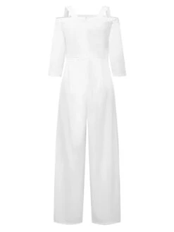 Women's Jumpsuit Solid Color Off Shoulder Elegant Business OL Work Straight Regular Fit 3/4 Length Sleeve WhiteSummer -Cheap Plus Fit Dress Store yicfqy1667791177455