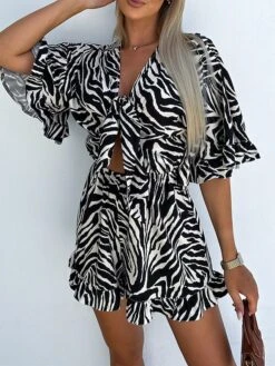 Women's Romper Ruffle Cut Out Floral V Neck Streetwear Street Daily Regular Fit Half Sleeve Black White Blue S M L Summer 30 Women's Romper Ruffle Cut Out Floral V Neck Streetwear Street Daily Regular Fit Half Sleeve Black White Blue S M L Summer -Cheap Plus Fit Dress Store ylyesg1683534621305