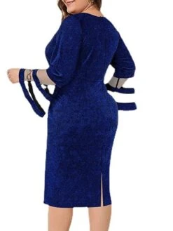 Women‘s Plus Size Curve Party Dress Solid Color V Neck Mesh Long Sleeve Fall Spring Elegant Prom Dress Midi Dress Formal Party Dress 5 Women‘s Plus Size Curve Party Dress Solid Color V Neck Mesh Long Sleeve Fall Spring Elegant Prom Dress Midi Dress Formal Party Dress -Cheap Plus Fit Dress Store ymiwyi1680835595817