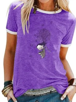 Women's T Shirt Tee 100% Cotton Black White Yellow Graphic Prints Patchwork Print Short Sleeve Daily Weekend Basic Round Neck Regular S -Cheap Plus Fit Dress Store ymzacp1606801210894