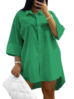 Women‘s Plus Size Curve Shirt Dress Solid Color Shirt Collar Long Sleeve Fall Spring Basic Casual Short Mini Dress Casual Daily Dress 13 Women‘s Plus Size Curve Shirt Dress Solid Color Shirt Collar Long Sleeve Fall Spring Basic Casual Short Mini Dress Casual Daily Dress -Cheap Plus Fit Dress Store ynifuc1646132164075