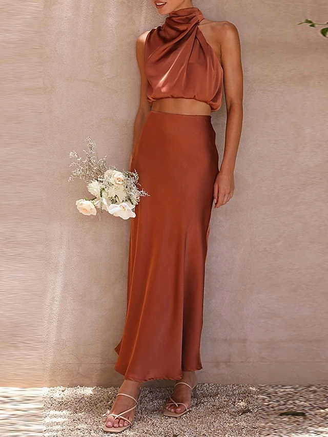 Women's Two Piece Dress Set Casual Dress Skirt Set Daily Holiday Fashion Sexy Ruched Long Dress Maxi Dress Stand Collar Sleeveless Plain Regular Fit Black White Light Green Summer Spring S M L XL 20 Women's Two Piece Dress Set Casual Dress Skirt Set Daily Holiday Fashion Sexy Ruched Long Dress Maxi Dress Stand Collar Sleeveless Plain Regular Fit Black White Light Green Summer Spring S M L XL - Image 20