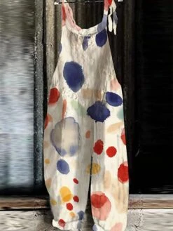 Women's Overall Utility Print Polka Dot Holiday Daily Going Out Straight Loose Fit Strap Army Green Khaki Rainbow S M L Summer Fall