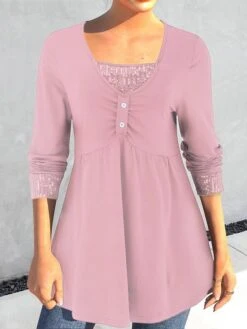 Women's Shirt Blouse Black Pink Wine Plain Sparkly Sequins Long Sleeve Casual Basic Square Neck Regular Fit Spring &Fall -Cheap Plus Fit Dress Store ypieiy1693480523008