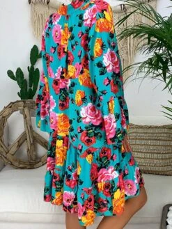 Women‘s Plus Size Curve Casual Dress Floral V Neck Print Long Sleeve Fall Spring Casual Short Mini Dress Daily Vacation Dress -Cheap Plus Fit Dress Store yqnrix1660643935940