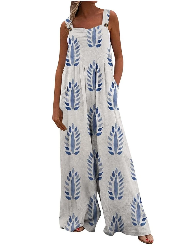 Women's Jumpsuit Animal Square Neck Holiday Traveling Vacation Regular Fit Sleeveless Sleeveless 34 1 2 S M L Summer 5 Women's Jumpsuit Animal Square Neck Holiday Traveling Vacation Regular Fit Sleeveless Sleeveless 34 1 2 S M L Summer - Image 5