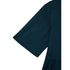 Women's Casual Dress Cotton Dress Swing Dress Midi Dress Cotton Basic Casual Outdoor Daily Crew Neck Pocket Smocked Half Sleeve Summer Spring Fall 2023 Loose Fit Light Blue Black White Pure Color S M -Cheap Plus Fit Dress Store ysnmqr1676863764879