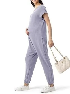 Women's Jumpsuit Button Pocket Solid Color V Neck Streetwear Street Daily Regular Fit Short Sleeve Gray S M L Fall -Cheap Plus Fit Dress Store yssggf1691485517223