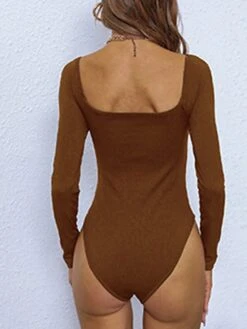 Women's Workout Bodysuit High Waist Solid Color Square Neck Streetwear Daily Going Out Regular Fit Long Sleeve Black Wine Navy Blue S M L Summer Fall Gym 32 Women's Workout Bodysuit High Waist Solid Color Square Neck Streetwear Daily Going Out Regular Fit Long Sleeve Black Wine Navy Blue S M L Summer Fall Gym -Cheap Plus Fit Dress Store ytyrpo1689920063833