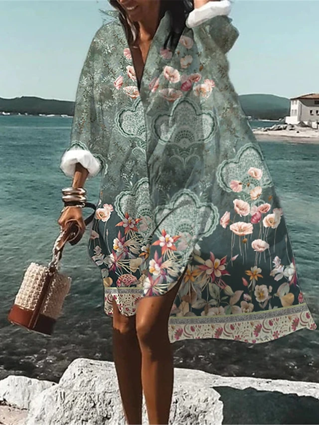 Women's Shirt Dress Casual Dress Swing Dress Mini Dress Outdoor Daily Vacation Polyester Fashion Casual Shirt Collar Button Print Long Sleeve Summer Spring Fall 2023 Loose Fit Black Red Blue Floral 1 Women's Shirt Dress Casual Dress Swing Dress Mini Dress Outdoor Daily Vacation Polyester Fashion Casual Shirt Collar Button Print Long Sleeve Summer Spring Fall 2023 Loose Fit Black Red Blue Floral