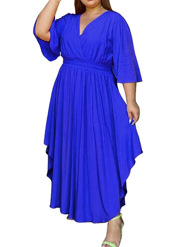 Women‘s Plus Size Curve Holiday Dress Solid Color V Neck Half Sleeve Fall Spring Basic Maxi Long Dress Date Vacation Dress 14 Women‘s Plus Size Curve Holiday Dress Solid Color V Neck Half Sleeve Fall Spring Basic Maxi Long Dress Date Vacation Dress - Image 14