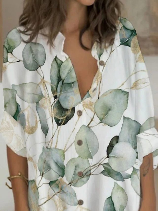 Women's Shirt Dress Casual Dress Shift Dress Mini Dress Outdoor Date Vacation Polyester Fashion Modern V Neck Button Pocket 3/4 Length Sleeve Summer Spring 2023 Regular Fit White Yellow Red Graphic 2 Women's Shirt Dress Casual Dress Shift Dress Mini Dress Outdoor Date Vacation Polyester Fashion Modern V Neck Button Pocket 3/4 Length Sleeve Summer Spring 2023 Regular Fit White Yellow Red Graphic - Image 2