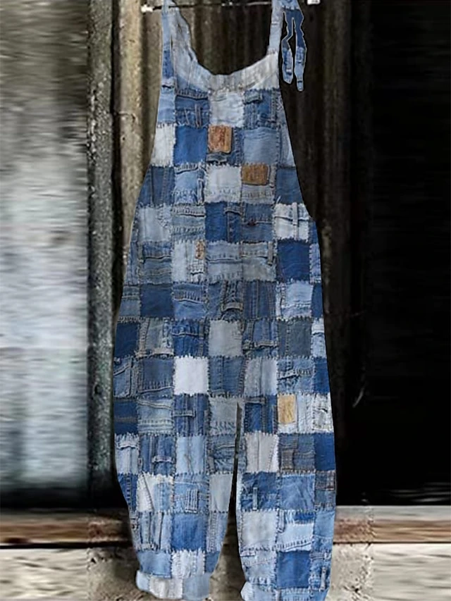 Women's Overall Print Geometric Holiday Daily Going Out Straight Loose Fit Strap Blue Dusty Blue Light Blue S M L Summer 1 Women's Overall Print Geometric Holiday Daily Going Out Straight Loose Fit Strap Blue Dusty Blue Light Blue S M L Summer