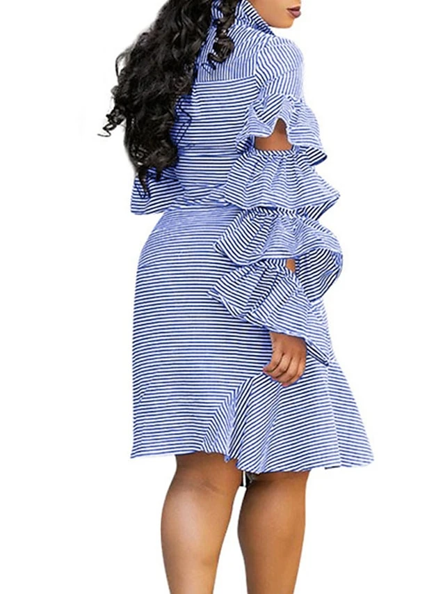 Women's Shirt Dress Sheath Dress Midi Dress Winter Dress Daily Vacation Polyester Cotton Blend Fashion Casual Shirt Collar Lace Up Ruched Long Sleeve Summer Spring Fall 2022 Regular Fit Red Light Blue 3 Women's Shirt Dress Sheath Dress Midi Dress Winter Dress Daily Vacation Polyester Cotton Blend Fashion Casual Shirt Collar Lace Up Ruched Long Sleeve Summer Spring Fall 2022 Regular Fit Red Light Blue - Image 3