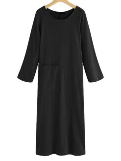 Women's Casual Dress Cotton Linen Dress Midi Dress Cotton Blend Basic Casual Outdoor Daily Vacation Crew Neck Pocket Long Sleeve Summer Spring Fall 2023 Loose Fit Black Wine Navy Blue Plain S M L XL 17 Women's Casual Dress Cotton Linen Dress Midi Dress Cotton Blend Basic Casual Outdoor Daily Vacation Crew Neck Pocket Long Sleeve Summer Spring Fall 2023 Loose Fit Black Wine Navy Blue Plain S M L XL -Cheap Plus Fit Dress Store ywzxwp1673848808077