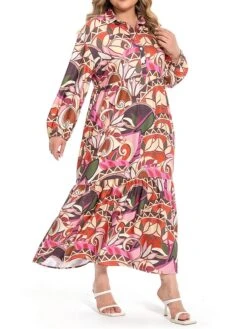 Women's Plus Size Curve Shirt Dress Work Dress Satin Dress Floral Long Dress Maxi Dress Long Sleeve Split Shirt Collar Fashion Office Red Fall Winter L XL XXL 3XL 4XL 12 Women's Plus Size Curve Shirt Dress Work Dress Satin Dress Floral Long Dress Maxi Dress Long Sleeve Split Shirt Collar Fashion Office Red Fall Winter L XL XXL 3XL 4XL -Cheap Plus Fit Dress Store yyeuff1694772963889