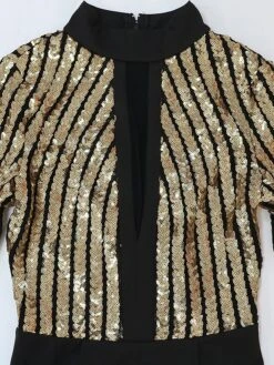 Women's Jumpsuit Sequin Solid Color Round Neck Active Party Daily Slim Long Sleeve Black S M L Fall -Cheap Plus Fit Dress Store yyfvup1697524614980