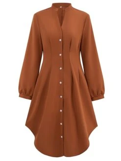 Women's Shirt Dress Casual Dress Mini Dress Outdoor Daily Date Polyester Fashion Modern V Neck Ruched Button Long Sleeve Fall Winter 2023 Loose Fit ArmyGreen Orange Apricot Pure Color S M L XL 27 Women's Shirt Dress Casual Dress Mini Dress Outdoor Daily Date Polyester Fashion Modern V Neck Ruched Button Long Sleeve Fall Winter 2023 Loose Fit ArmyGreen Orange Apricot Pure Color S M L XL -Cheap Plus Fit Dress Store yzesxq1695644878889